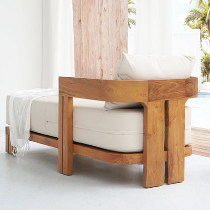 Teak chaise longue Nagoya – boho furniture, handwoven and handmade in Bali