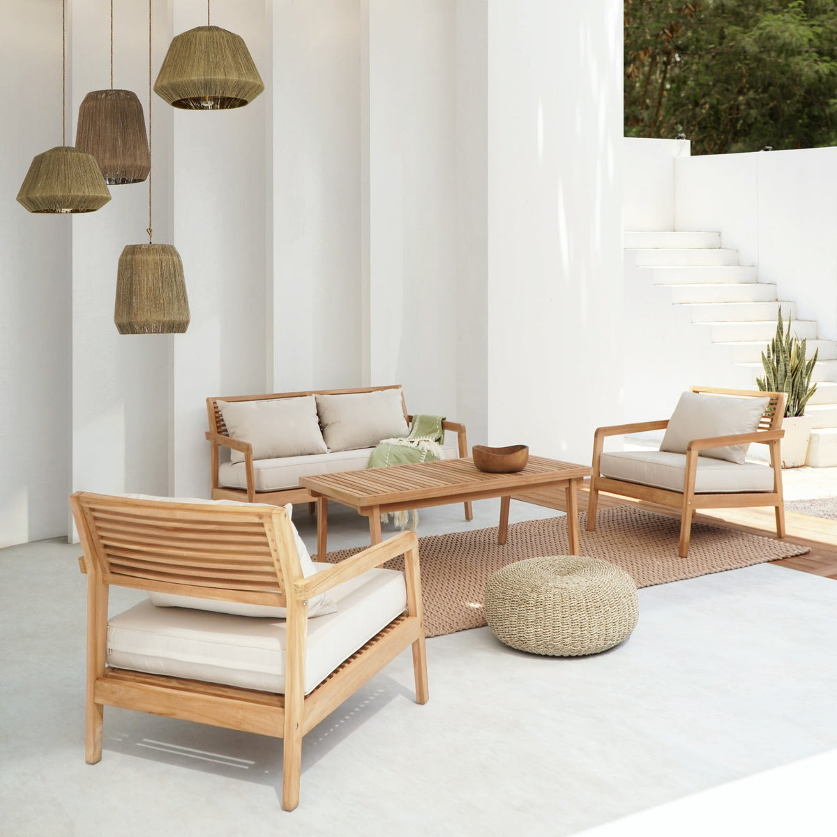 Handmade teak living set – the Lara, boho furniture made in Bali