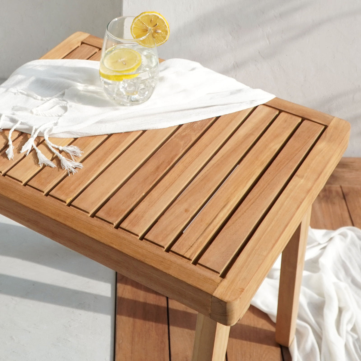 Teak side table Lara – handmade in Bali, boho style