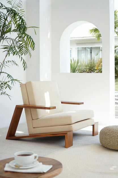 Handmade teak lounge chair – the Whitney, boho furniture made in Bali