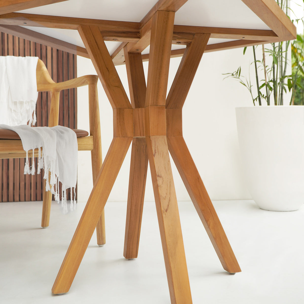 Teak table Manila – boho furniture, handwoven and handmade in Bali