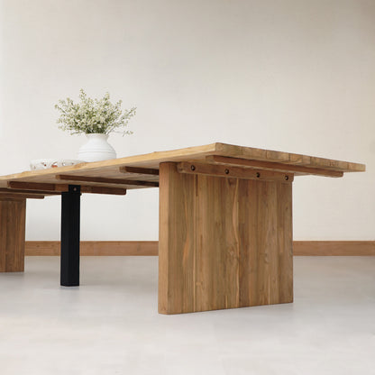 Teak dining table – Krakatau, natural natural materials in boho style