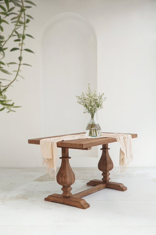 Boho solid teak table Varna Rectangular, handcrafted in Bali