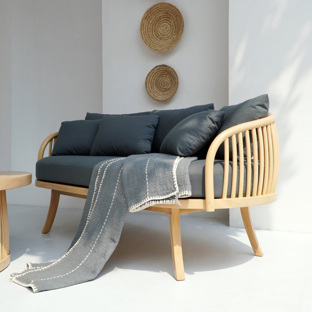 Teak living set – Graeg, natural natural materials in boho style