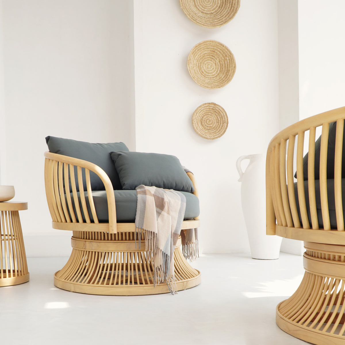 Teak living set Graeg – handmade in Bali, boho style