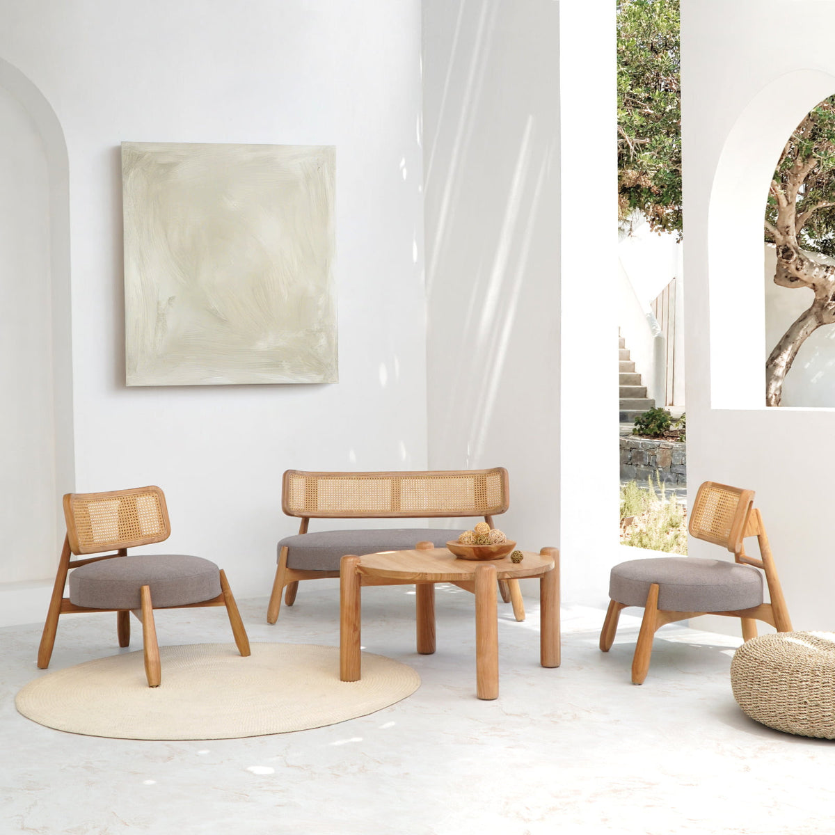 The Roskilde living set – natural materials, boho furniture handmade in Bali