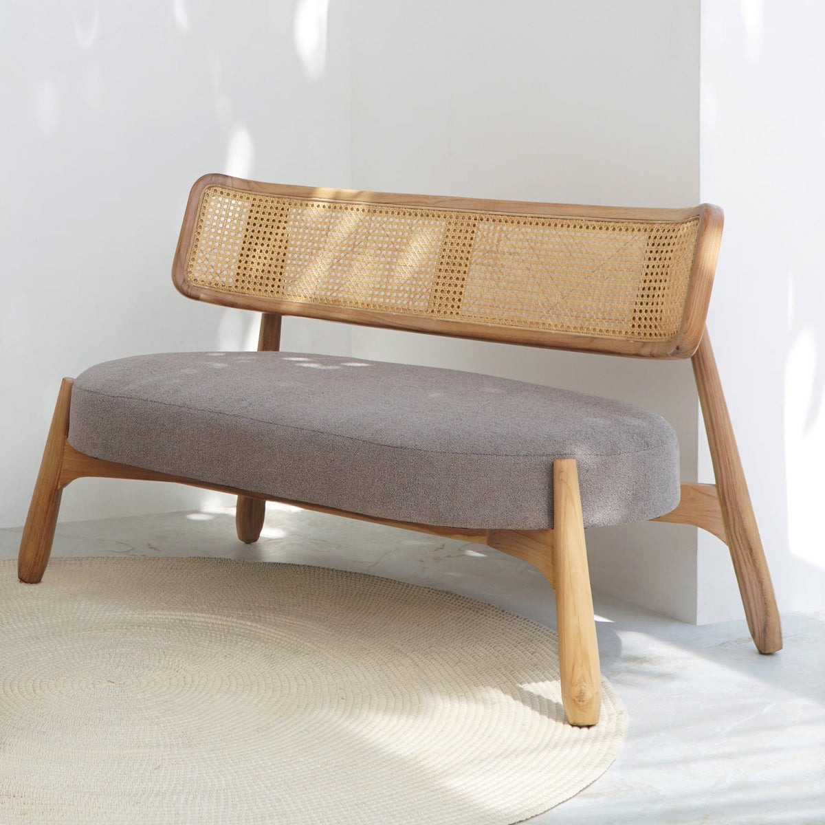 Teak living set Roskilde – boho furniture, handwoven and handmade in Bali