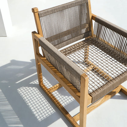 Teak armchair Mario – boho furniture, handwoven and handmade in Bali