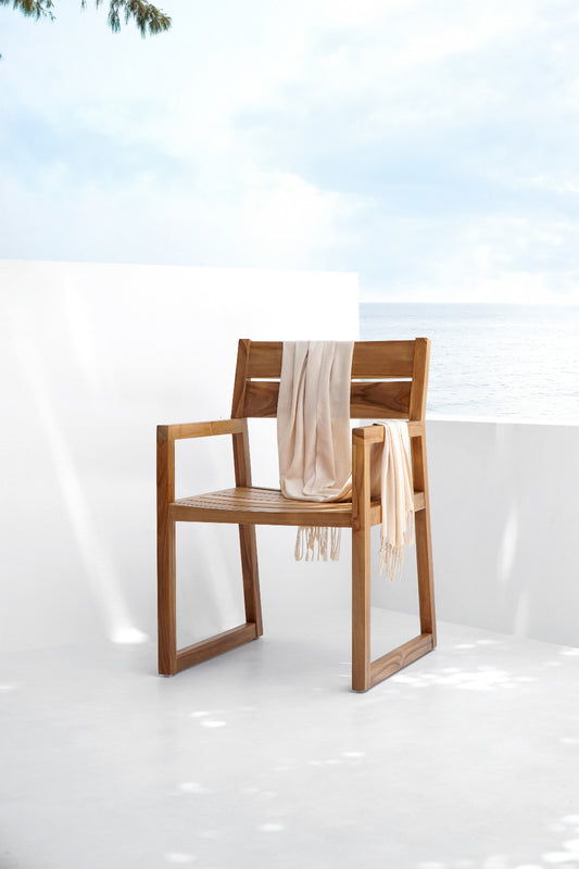 Boho solid teak dining chair Billy without cushion, handcrafted in Bali