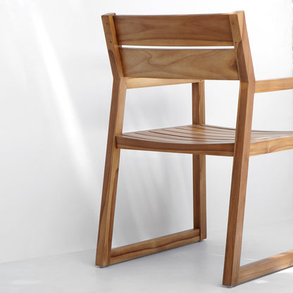 Teak dining chair Billy – boho furniture, handwoven and handmade in Bali