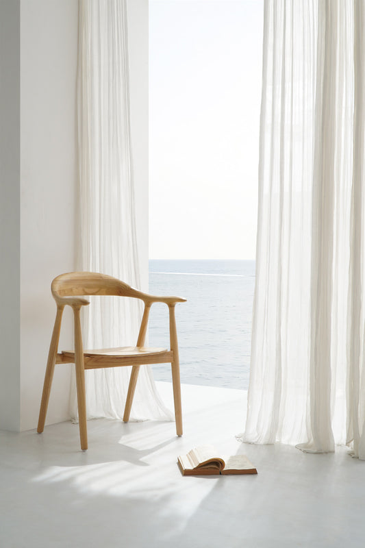 Boho sungkai wood armchair Roma without cushion, set of 2, handmade in Bali