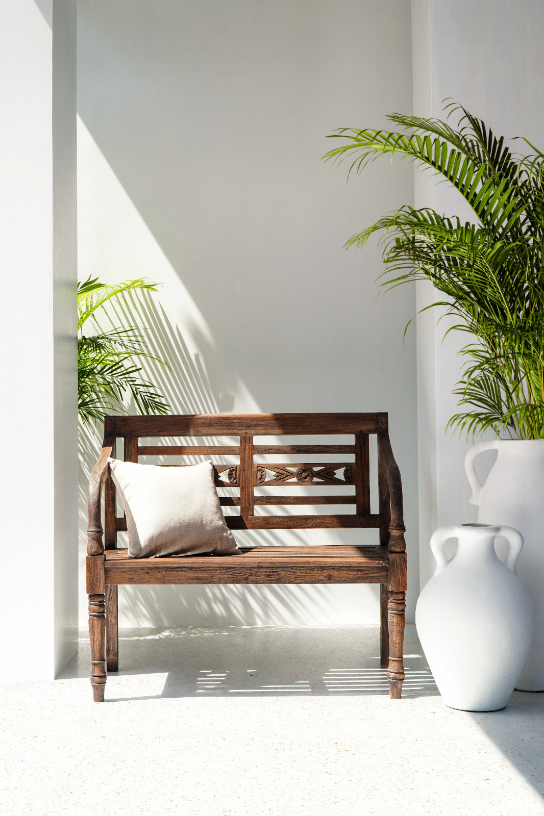 Mahogany bench William 2 – boho furniture handcrafted in Bali by BaliSouk