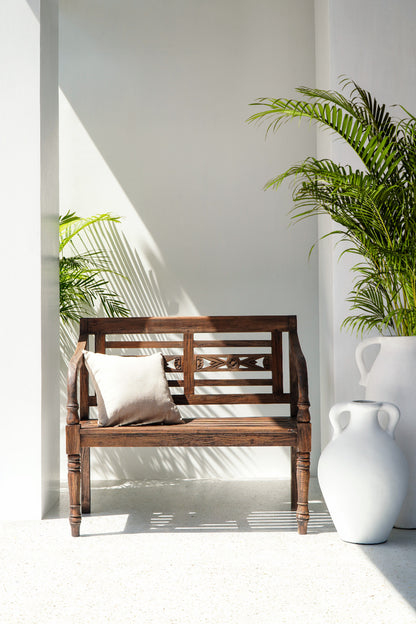 Mahogany bench William 2 – boho furniture handcrafted in Bali by BaliSouk