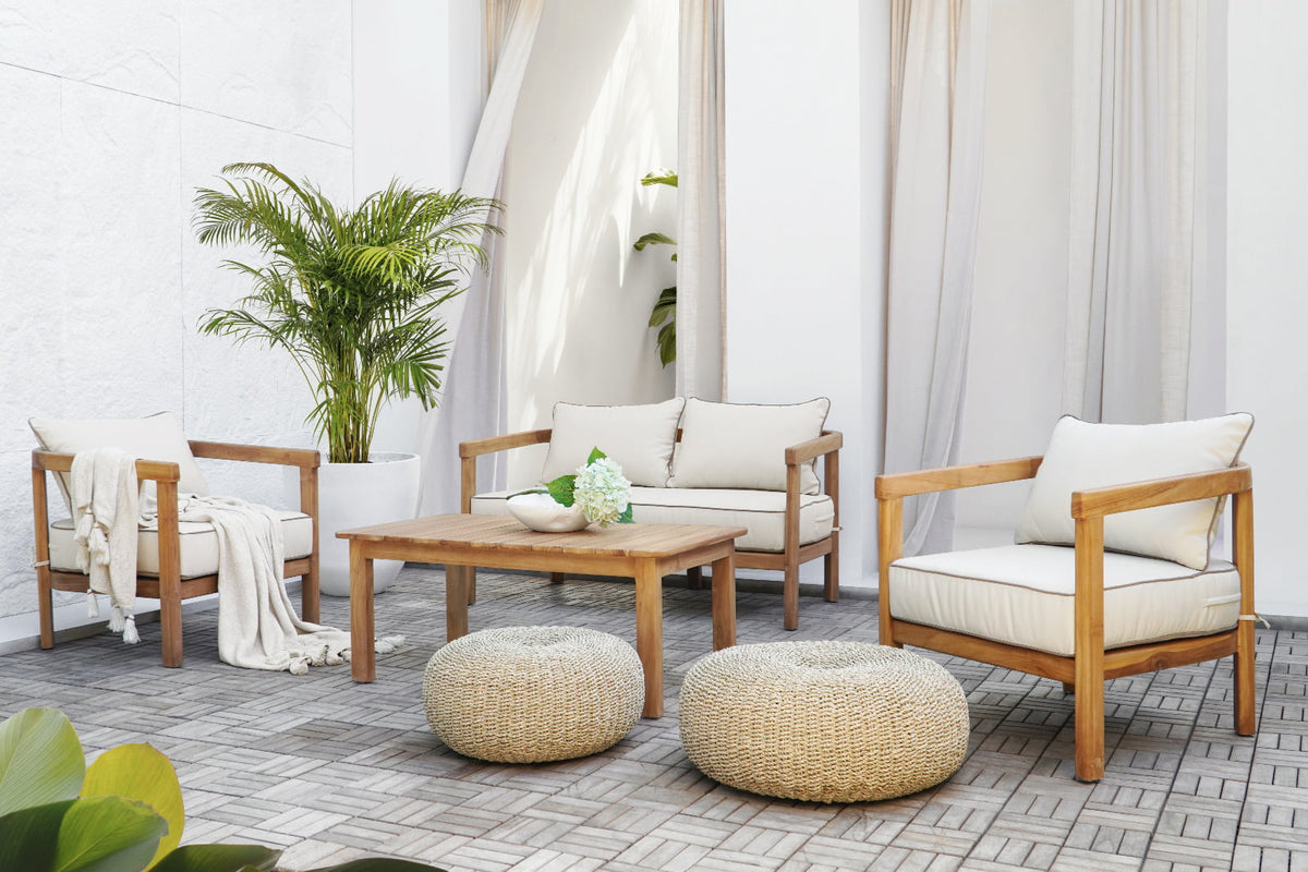 Teak living set – Dubai – boho furniture handmade in Bali by BaliSouk