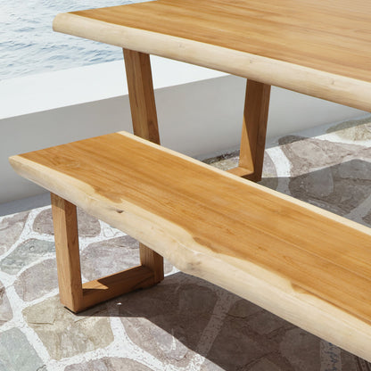 Teak bench Katerini – boho furniture, handwoven and handmade in Bali