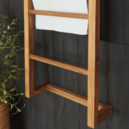 Teak towel rack Anita – boho furniture, handwoven and handmade in Bali