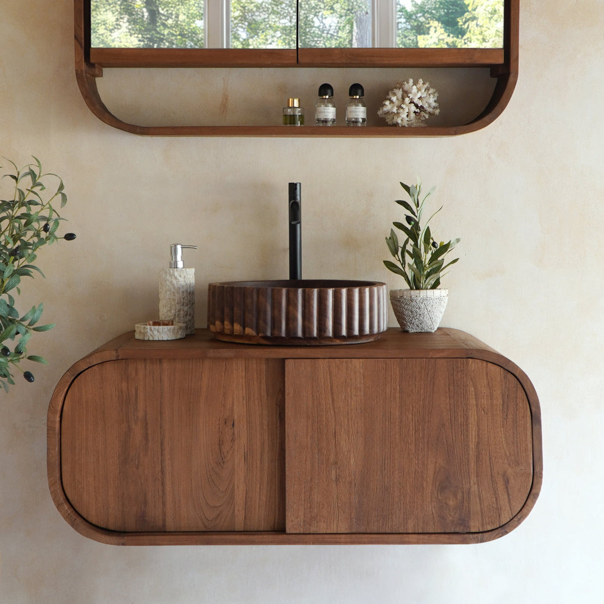 Teak buffet Bertha Bathroom – boho furniture handcrafted in Bali by BaliSouk