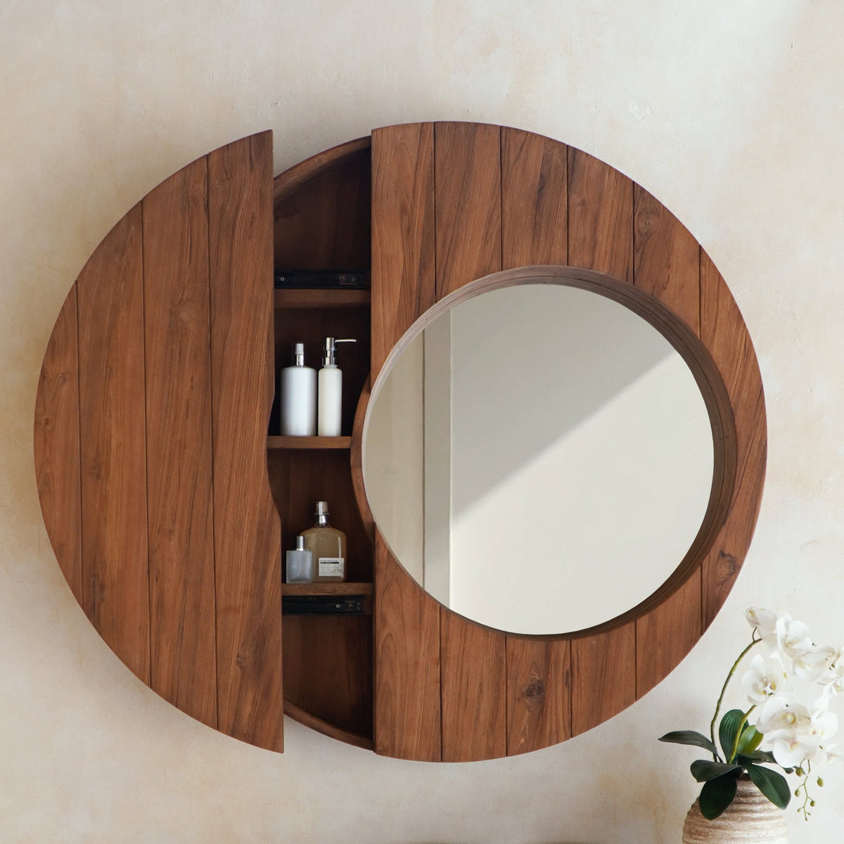 Teak mirror Bertha Bathroom – handmade in Bali, boho style