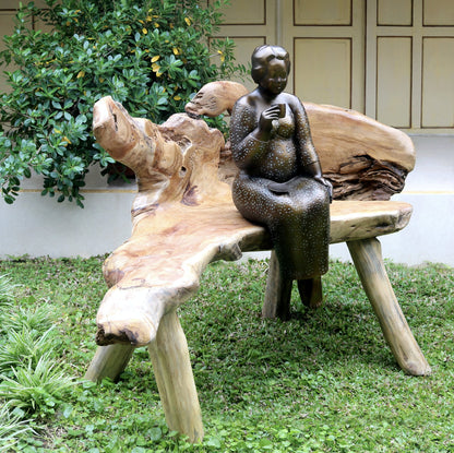 Handmade teak root bench – the Primitive, boho furniture made in Bali