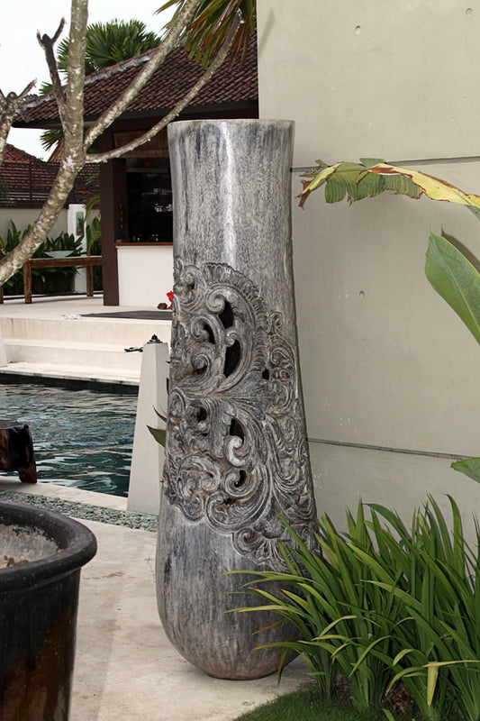 Boho natural fibre sculpture Coconut Carving, handcrafted in Bali