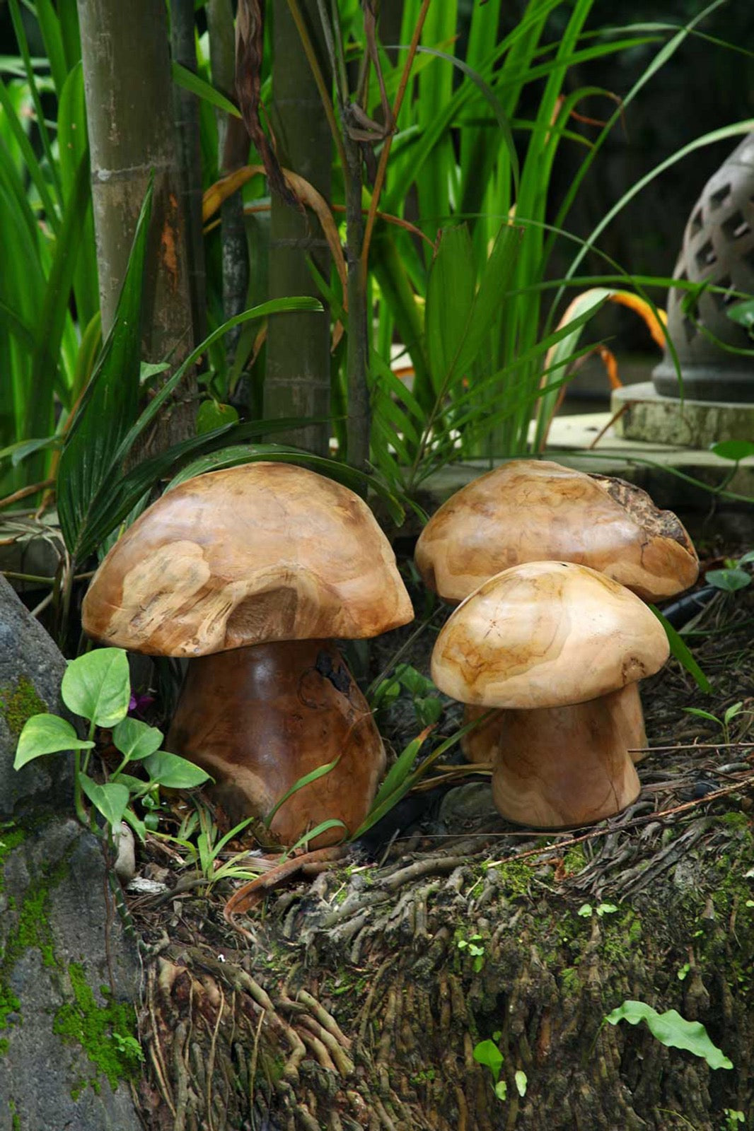 Teak decorative piece – Mushroom – boho decor handmade in Bali by BaliSouk