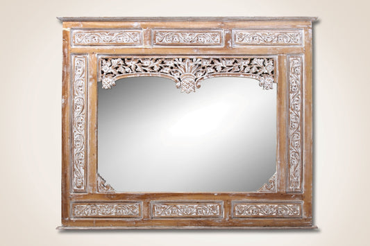 Boho solid teak mirror Java, set of 2, handcrafted in Bali for the home