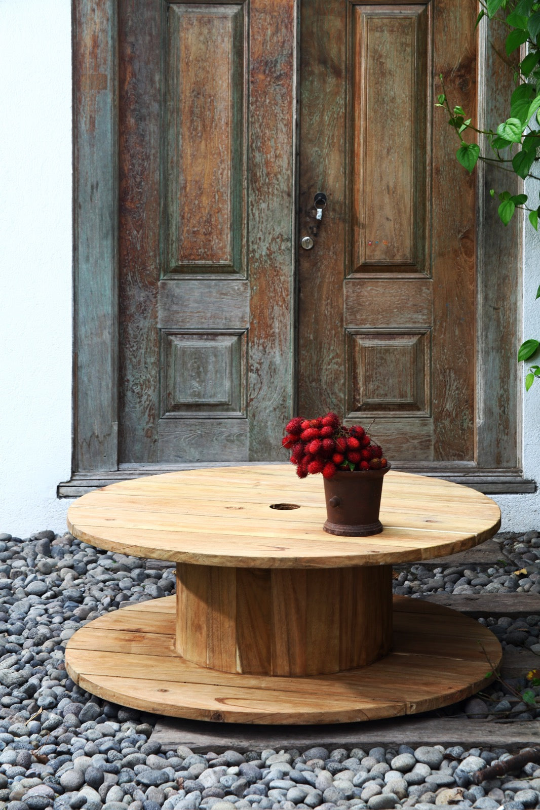 Handmade solid wood coffee table – the Industrial, boho furniture made in Bali