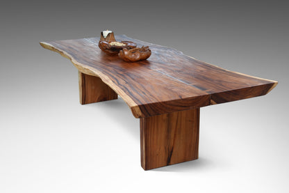 Suar wood dining table Zipper – boho furniture, handwoven and handmade in Bali