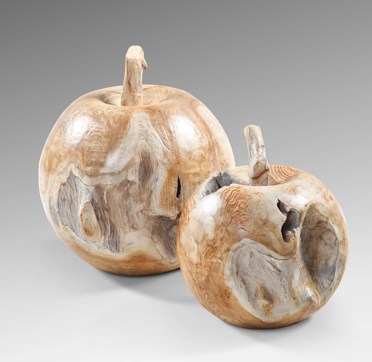 Teak decorative piece – Apple, natural natural materials in boho style