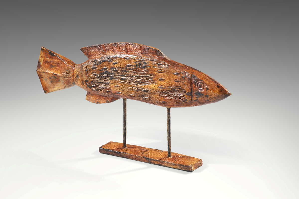 Recycled teak sculpture Grilled Fish Stand – boho decor handcrafted in Bali by BaliSouk
