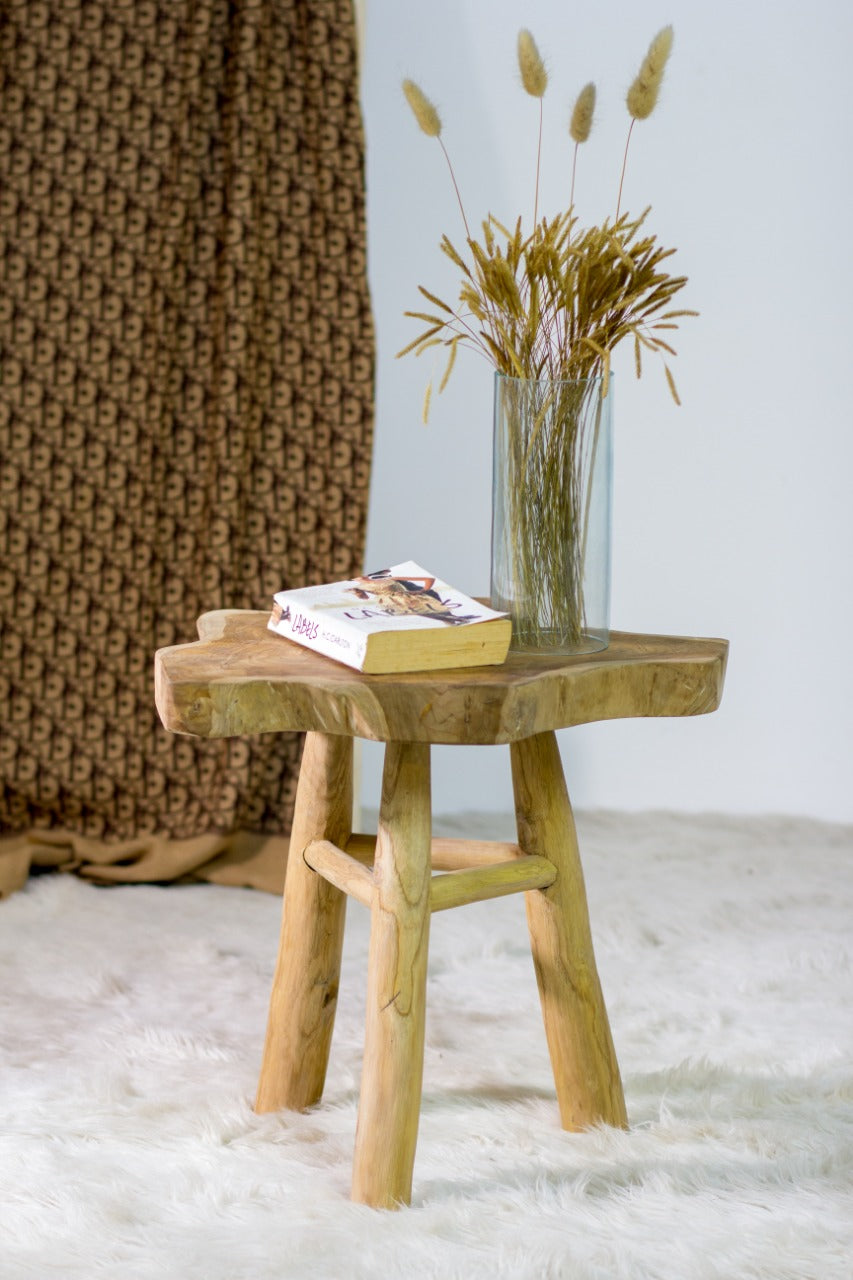 Buck side table in natural materials – boho furniture by BaliSouk