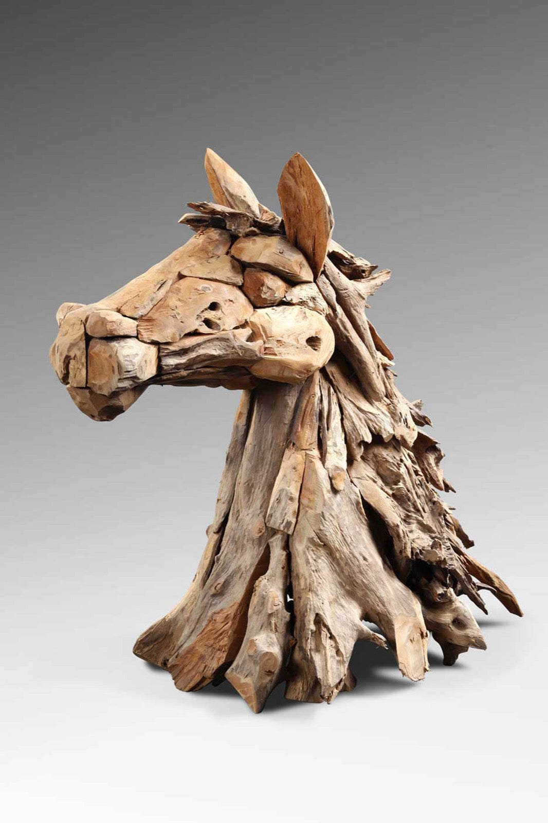 Recycled teak sculpture Scarp Horse – boho decor handcrafted in Bali by BaliSouk
