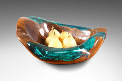 Teak bowl Glaze – boho decor, handwoven and handmade in Bali