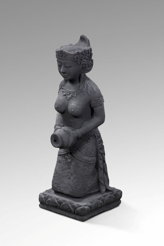 Boho concrete sculpture Dewi Water Fountain, crafted by hand in Bali