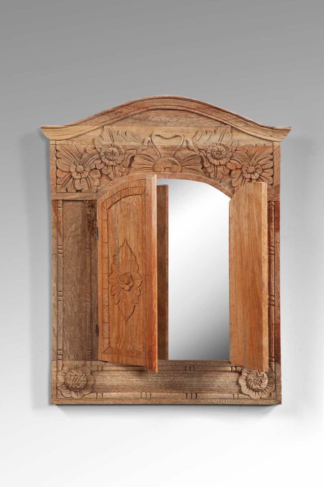 Handmade albasia wood mirror – the Doors, boho decor made in Bali