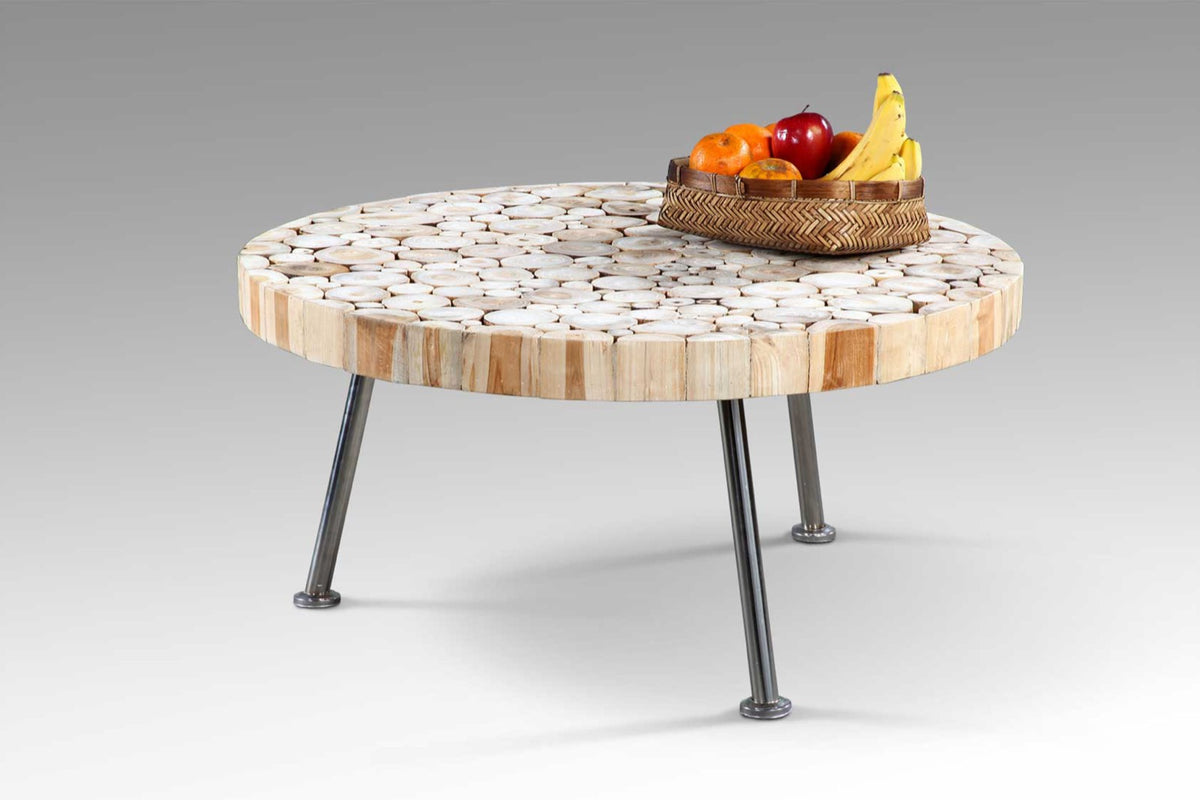 Teak coffee table – Naxos – boho furniture handmade in Bali by BaliSouk