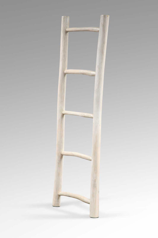 Boho solid teak ladder Branch, handcrafted in Bali for the living room