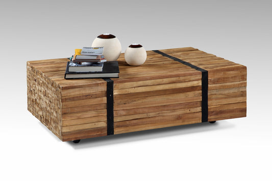 Boho solid teak coffee table Eliot, handcrafted in Bali for the living room