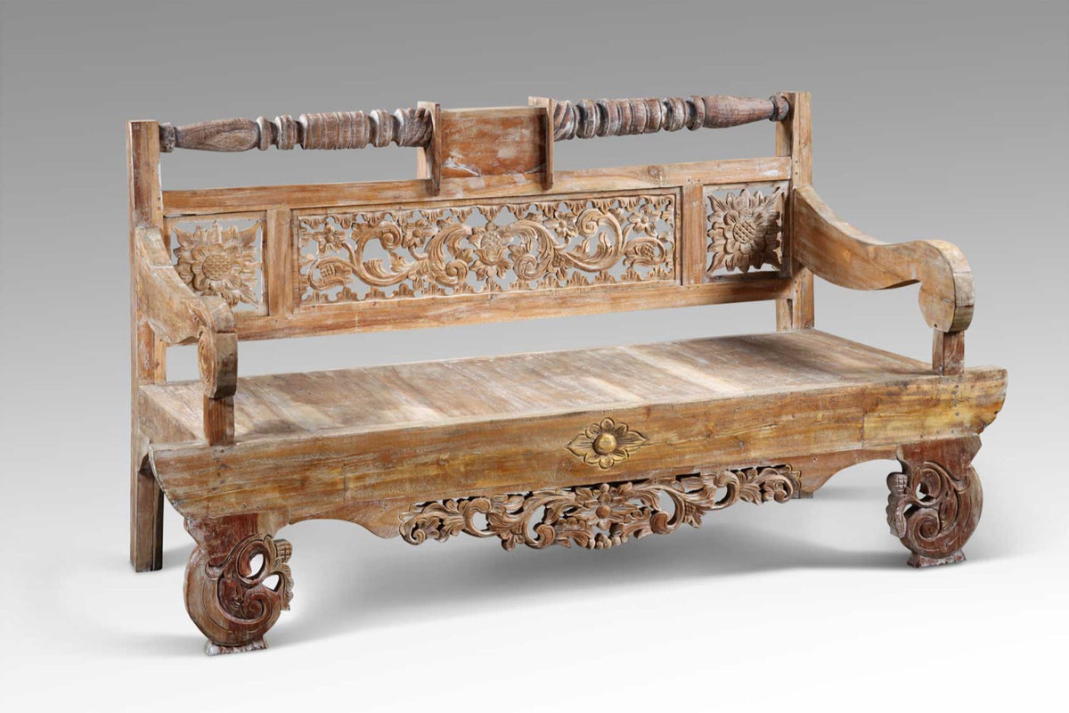 Teak bench – Theo – boho furniture handmade in Bali by BaliSouk