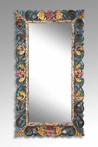 Durian wood mirror Florida – boho decor, handwoven and handmade in Bali