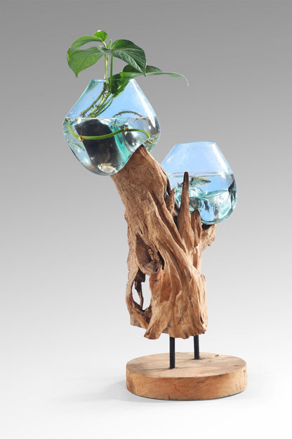 Teak aquarium – Water Drop, natural natural materials in boho style