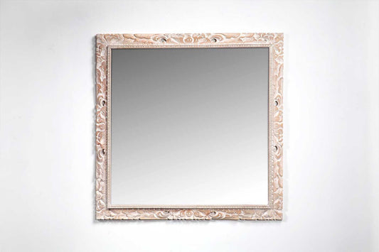 Boho albasia wood and glass mirror Fabrizo Medium, handcrafted in Bali