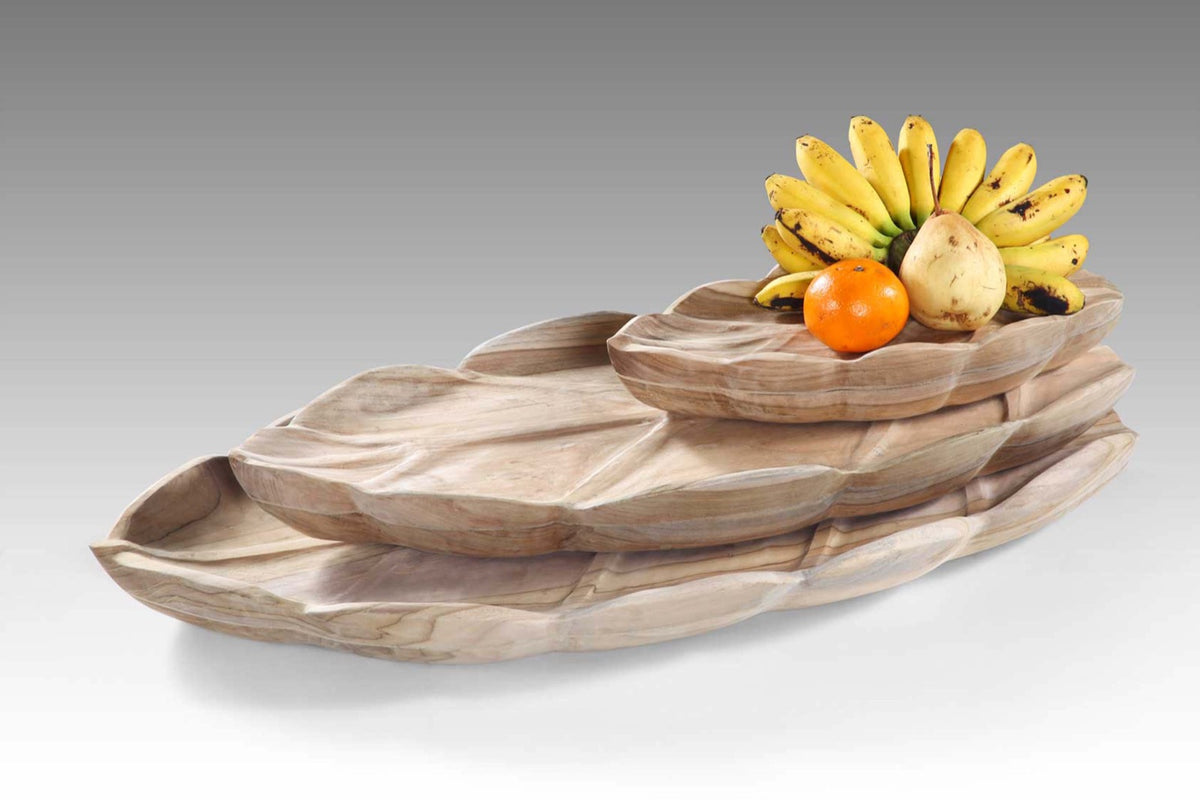 Teak plate – Leaf – boho decor handmade in Bali by BaliSouk