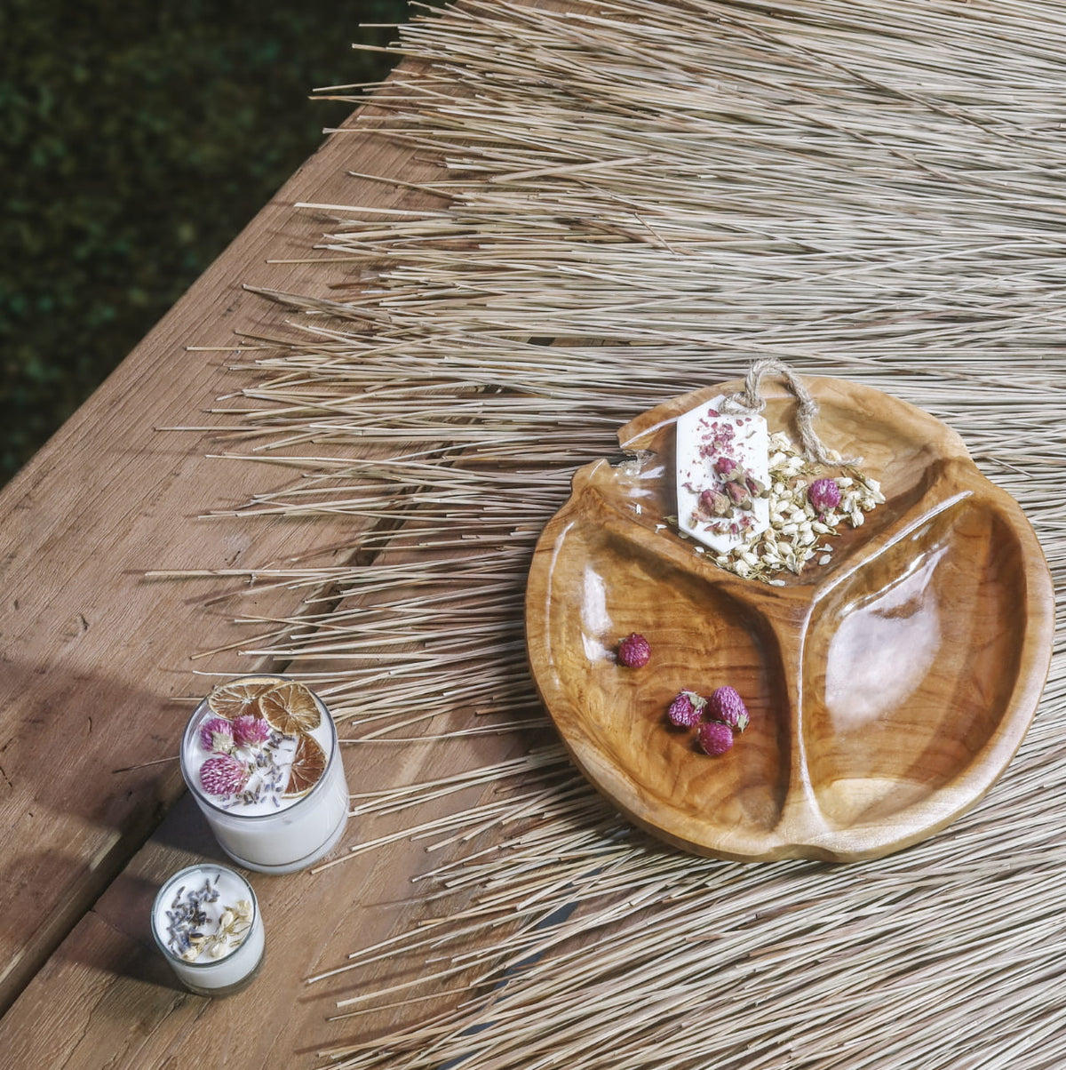 Teak plate – Peanut – boho decor handmade in Bali by BaliSouk