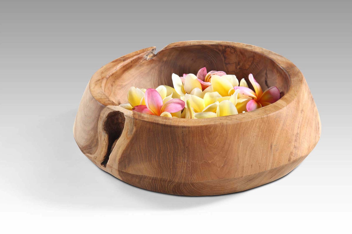 Teak bowl Asturo – boho decor handcrafted in Bali by BaliSouk