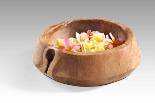 Boho solid teak bowl Asturo, handcrafted in Bali for the home
