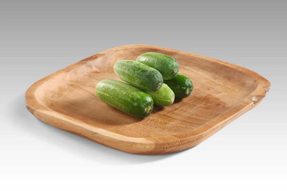 Teak plate Square Plate – boho decor, handwoven and handmade in Bali
