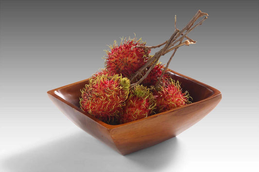 Boho solid teak bowl Square, handcrafted in Bali for the home