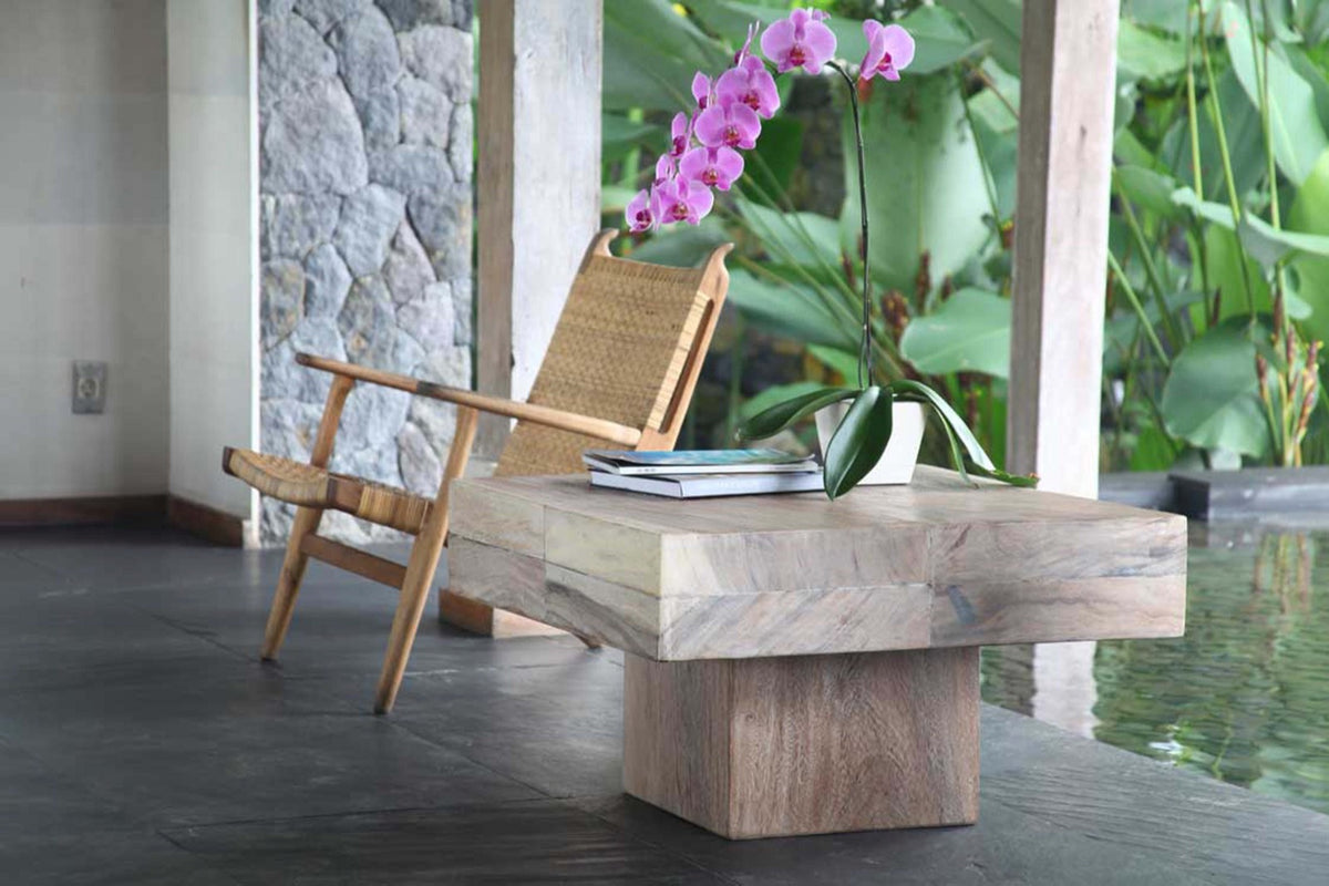 Suar wood coffee table – Attika – boho furniture handmade in Bali by BaliSouk