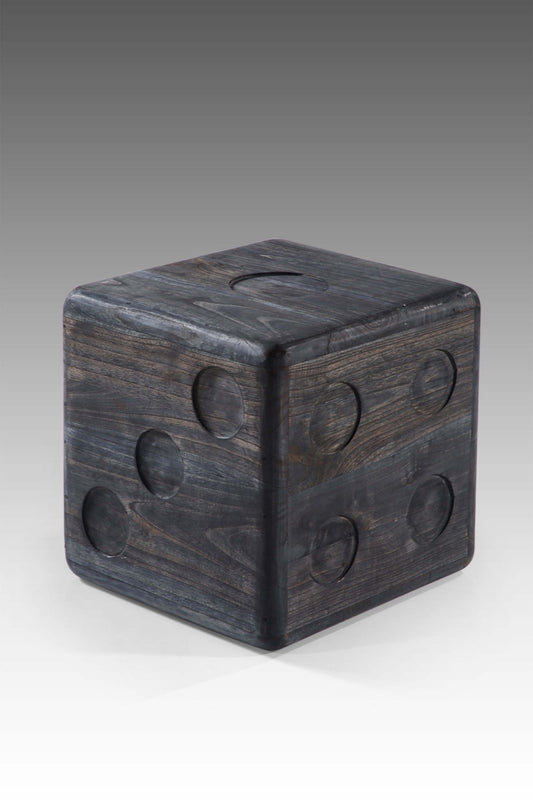 Boho solid teak stool Dice Cube, set of 2, handcrafted in Bali